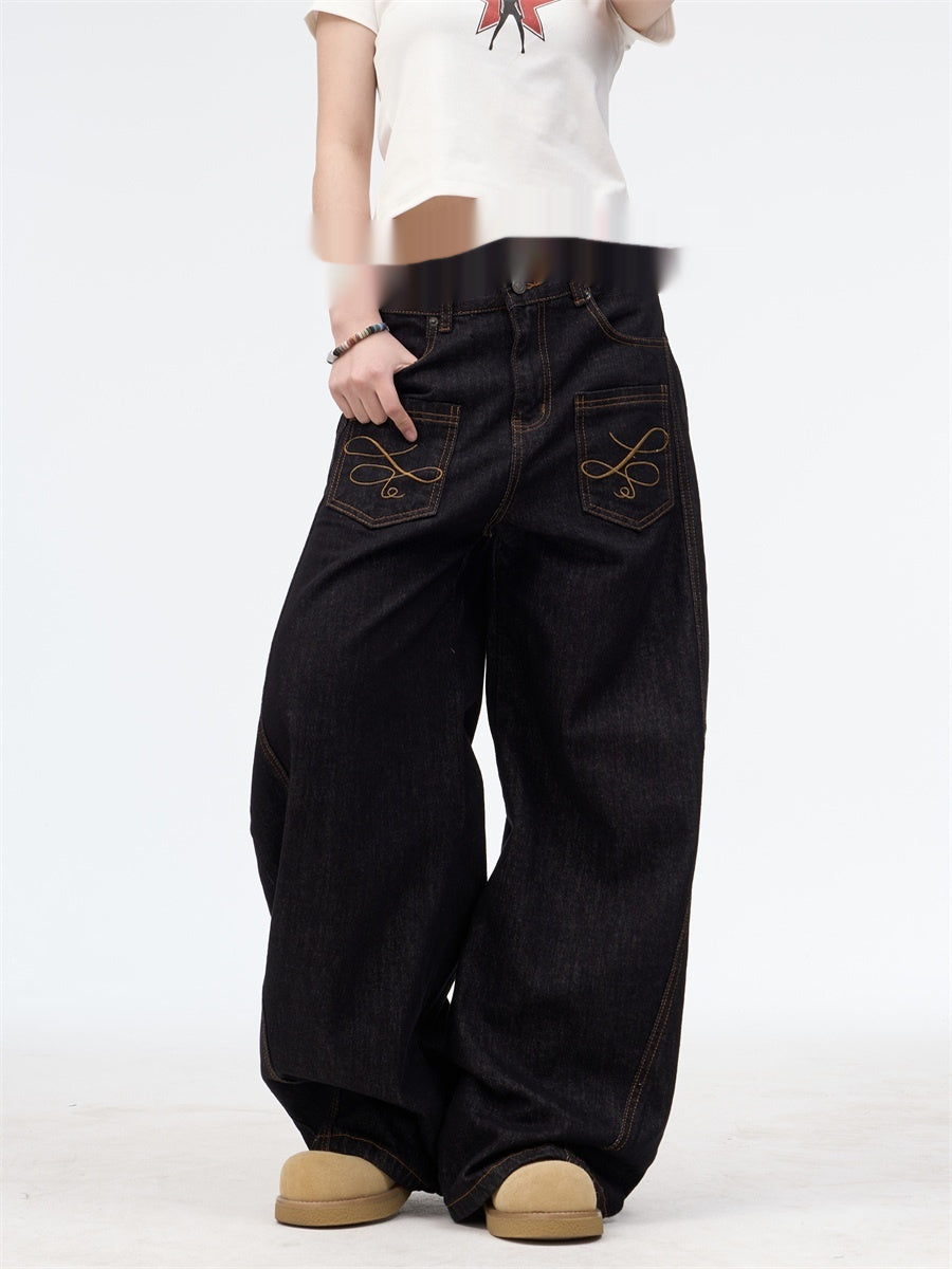 American High Street Inside-out Wear Pocket Embroidered Jeans