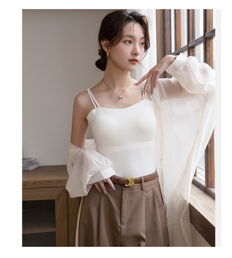 One-piece Push Up Breast Holding Long Underwear Spaghetti-strap Slip