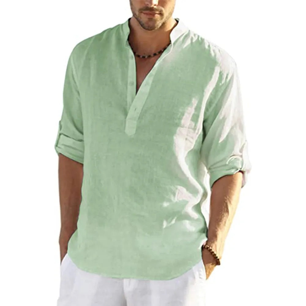 Casual Linen Shirt Solid Color