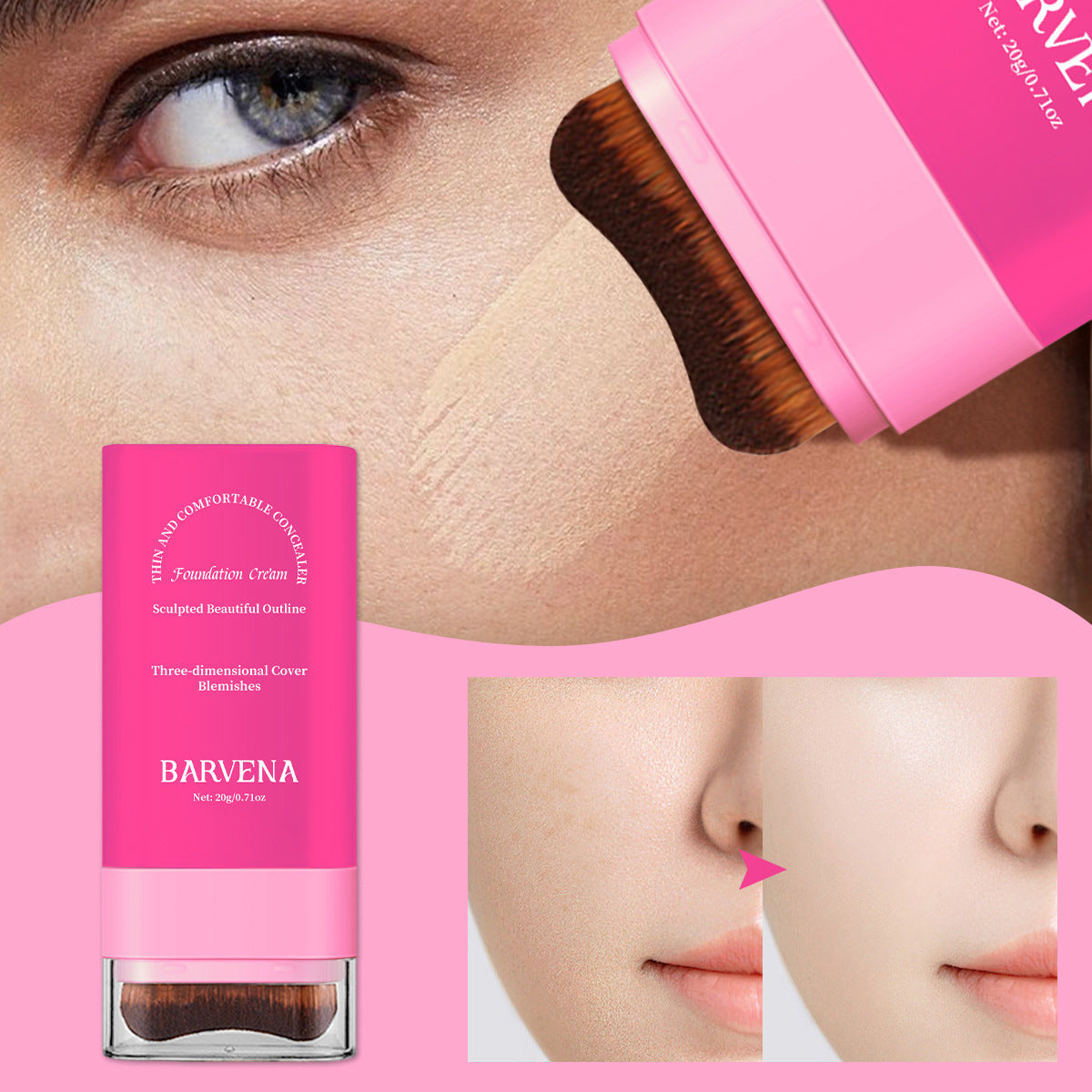 20g Eraser Foundation Stick With Brush For Brightening Skin Tone