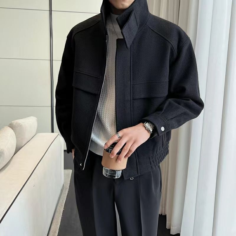 New Fashion Brand Korean Style Ruffle Handsome Stylish Short Sense Woolen Jacket
