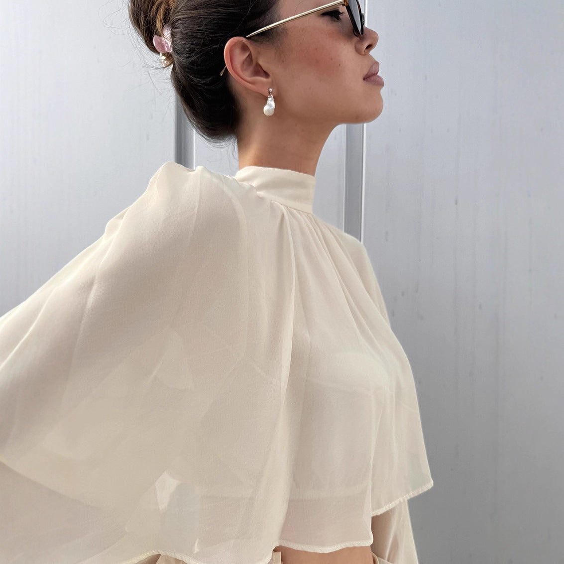 Fashion Design Sense Irregular High-neck Long Sleeve Women
