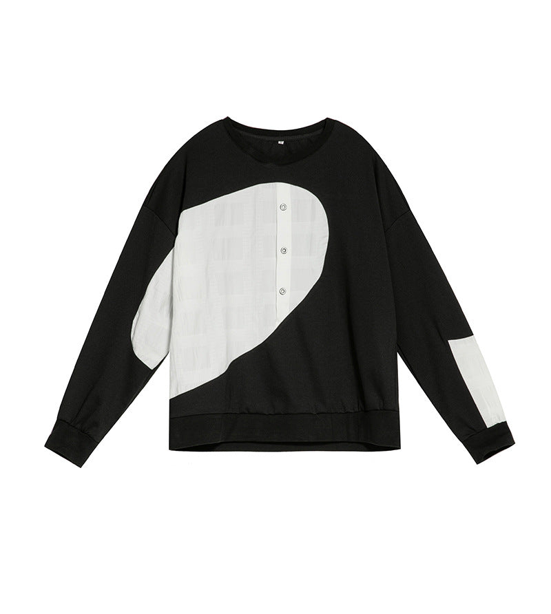 Splicing Semicircle Dark Series Loose-fitting Slim-fit Pullover
