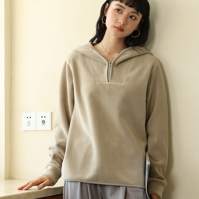 Hooded Loose Thickened Outer Wear Casual Top