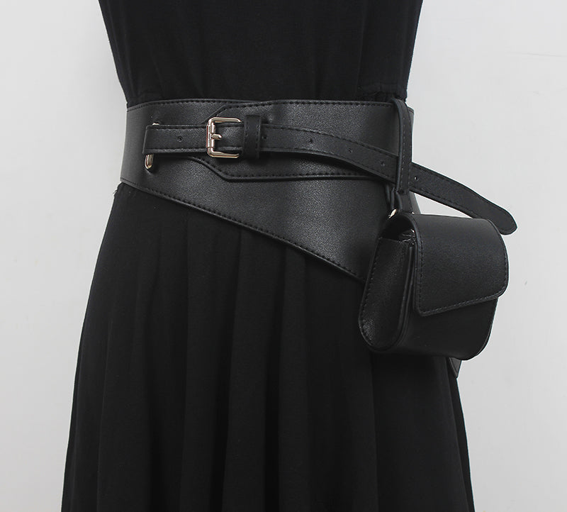Waist Bag Faux Leather PU Wide Girdle Women's Suit