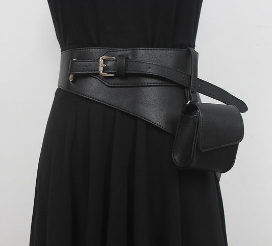 Waist Bag Faux Leather PU Wide Girdle Women's Suit