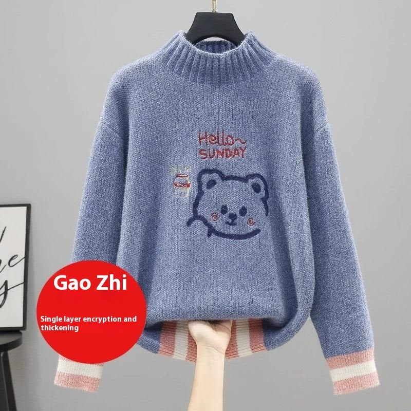 Sweater Inner Girl Winter Fleece-lined Thickened