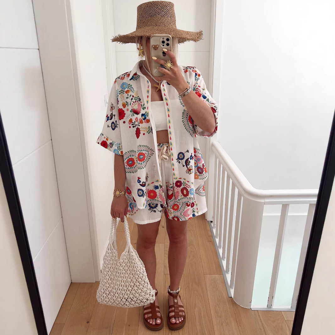 Casual Fashion Linen Shirt Set For Women
