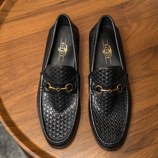 Business Casual Herre Vævede Loafers Lædersko Herresko
