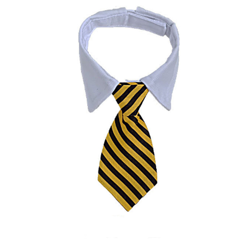 Pet Striped Tie Dog Teddy Bow Tie Scarf Blouse Collar