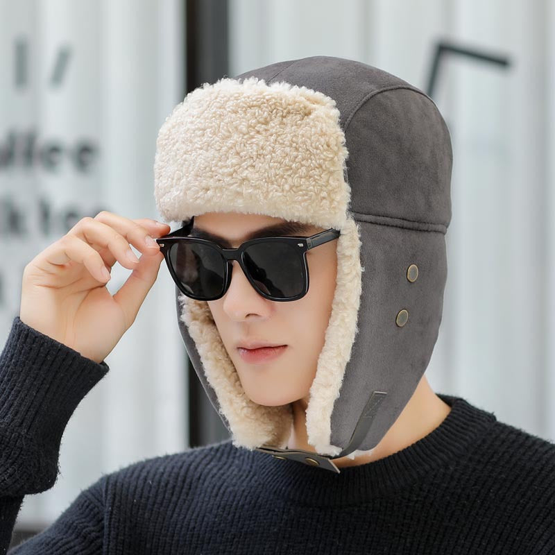 Mens Thickened Cotton Cold Protective Ear Protection Hat