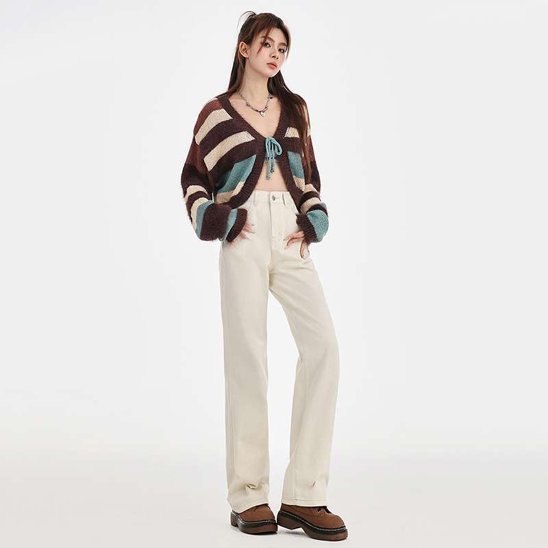 High Waist Loose And Slimming Wide-leg Straight Trousers