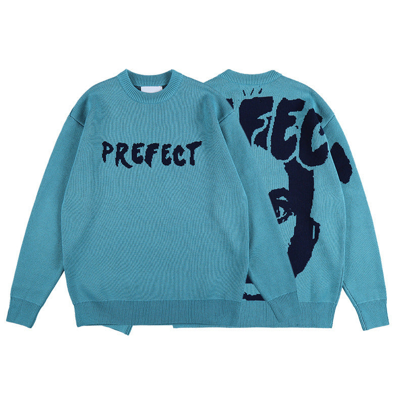 Round Neck Hipster Oversize Men's Sweater Knit Sweater