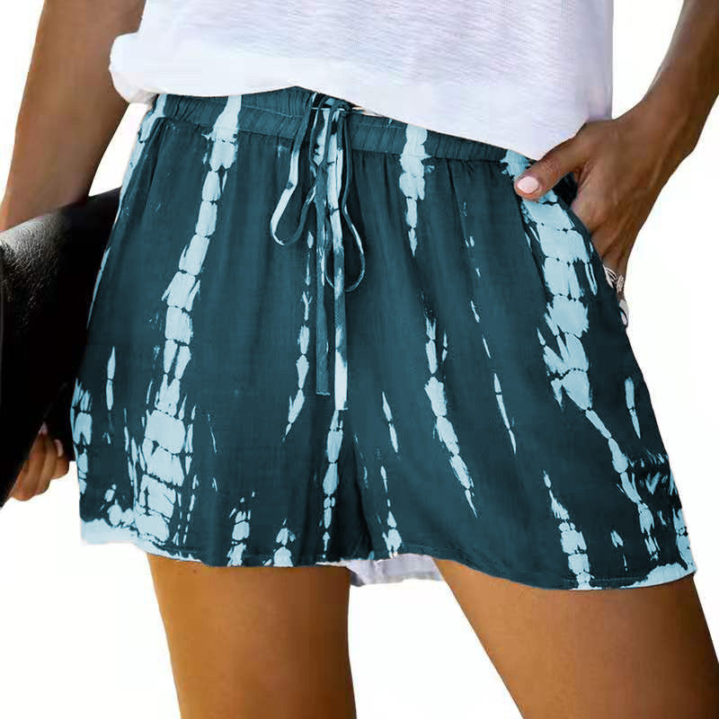 Summer European And American Tie-dye Striped Wide-leg Shorts