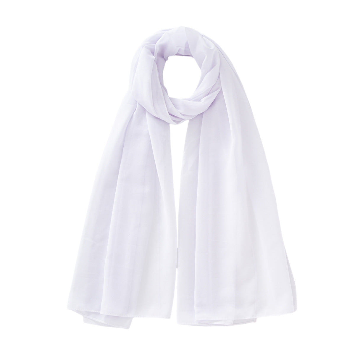 Women's Pure Color Pearl Chiffon Bubble Scarf Gauze Scarf