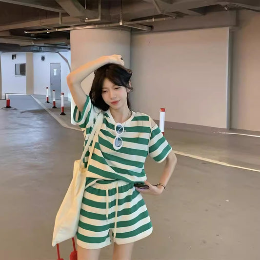 Fashionable Casual Relaxed-style Shorts Two-piece Set