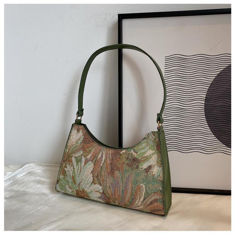 Western Style Popular Oil Painting Fashion Women's Handbag Underarm Bag