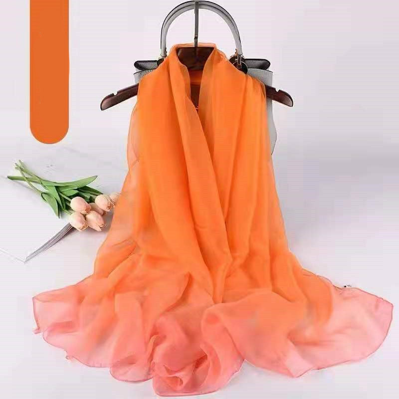 Ladies Gradient Color Summer Soft Yarn Silk Scarf