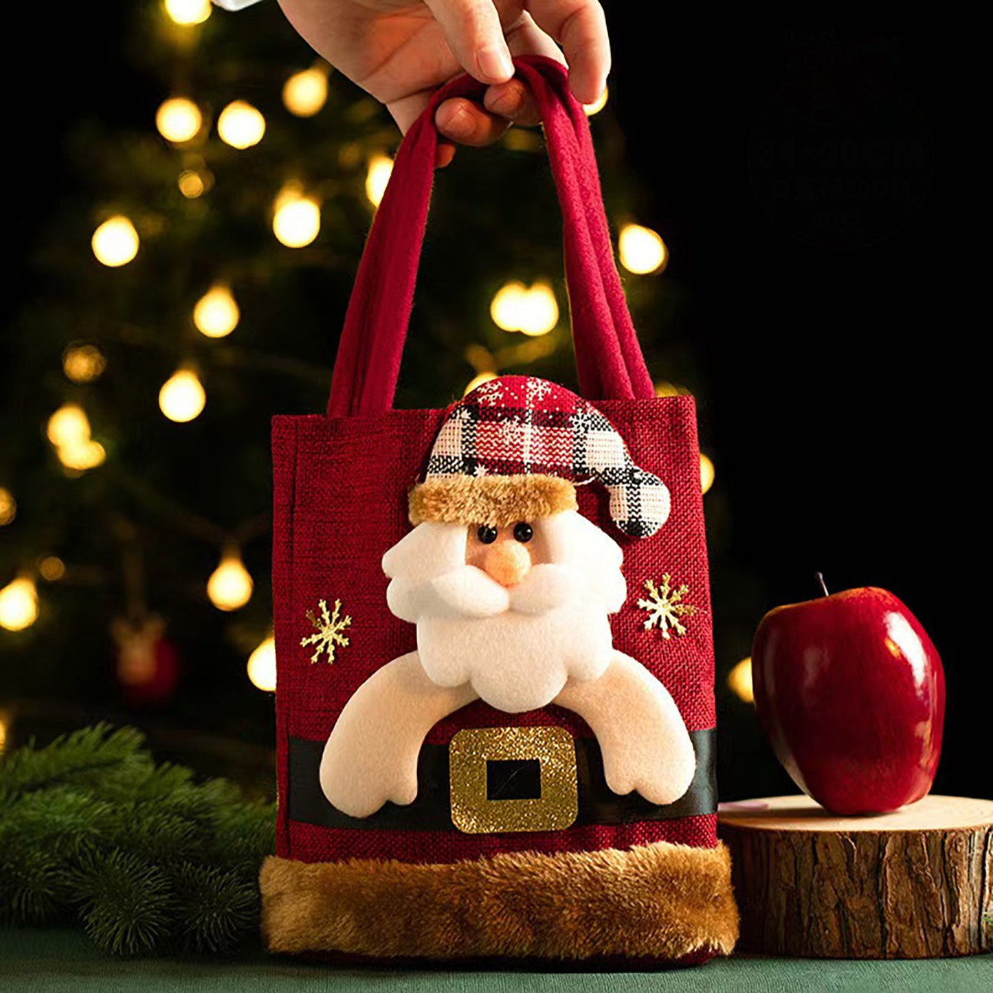 Christmas Ornament Tote Bag With A Distressed Plush Finish