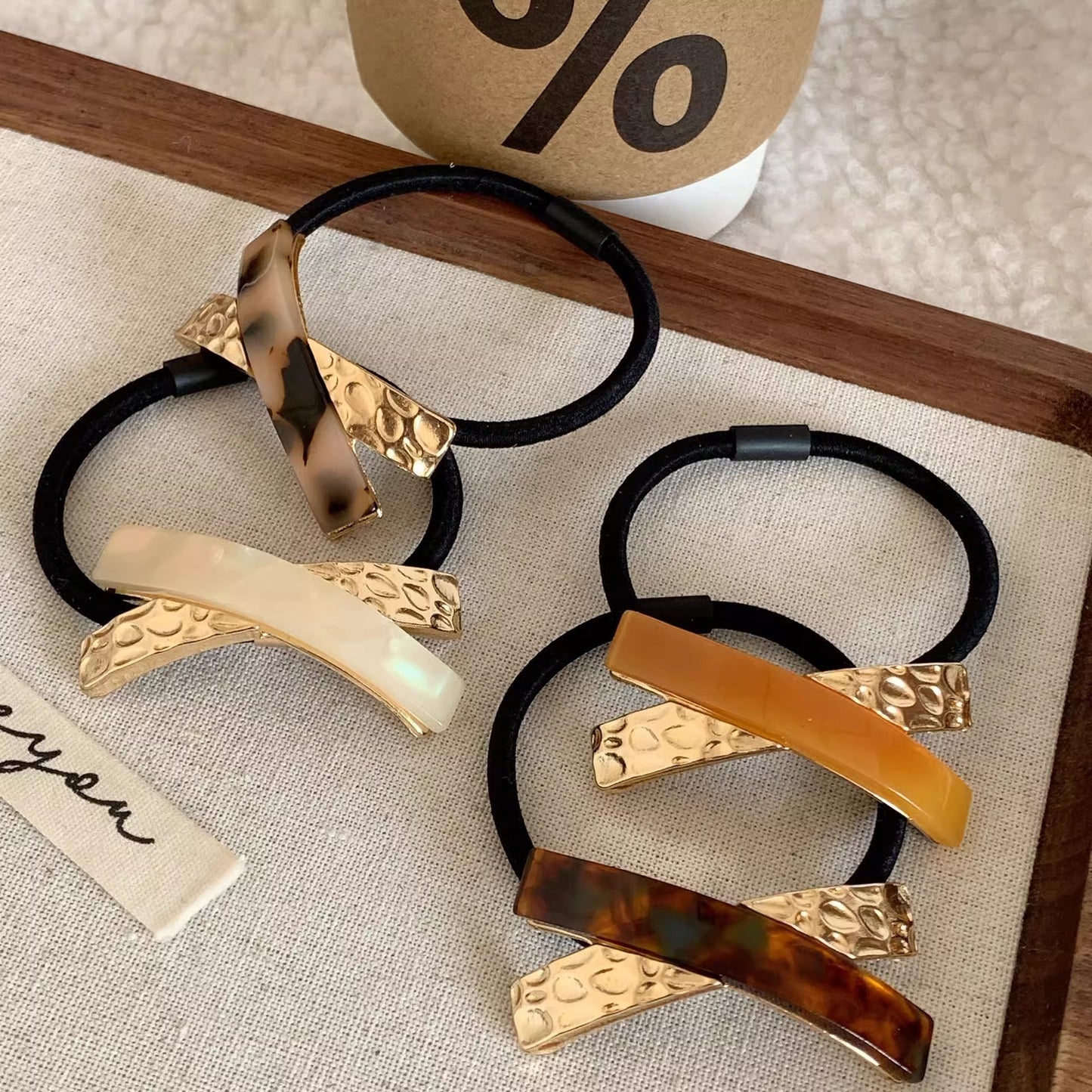 High-grade Acetate Metal Stitching Rubber Band Female Hair Rope Thick And Durable