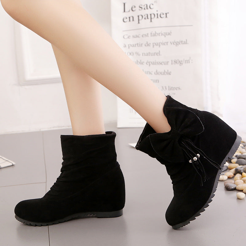 Women's Short Boots With Inner Bow