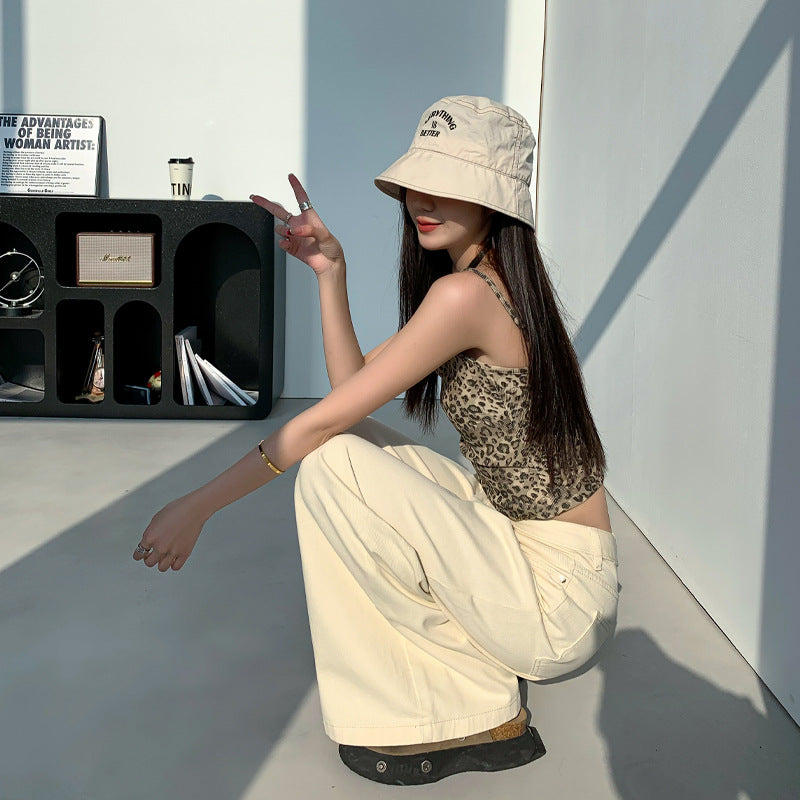 Loose Straight Summer High Waist Slimming Draping Mopping Pants