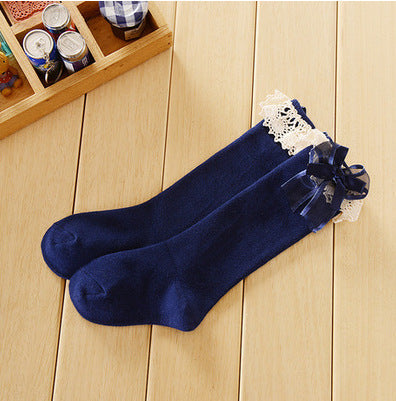 Sweet Lace Bow Princess Socks High Top