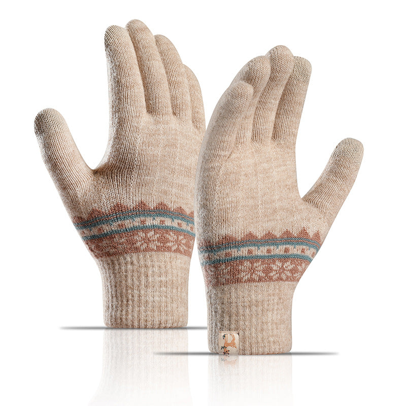 Thick Wool Jacquard Student Touch Screen Gloves