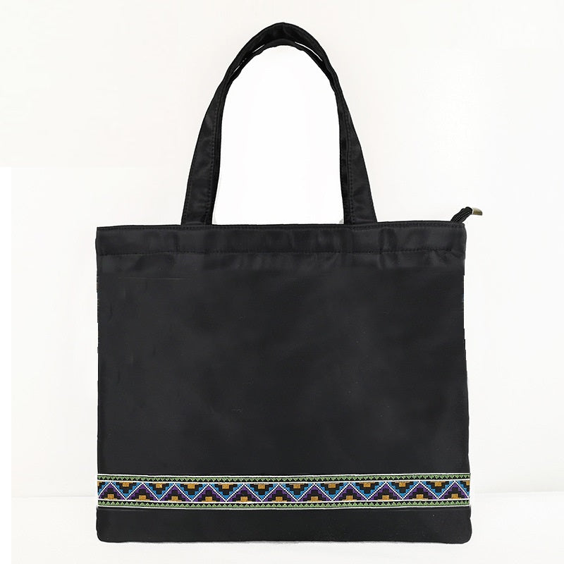 Ethnic Embroidery A4 Document Bag Zipper Data Bag
