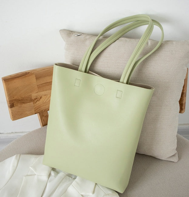 Korean Style Soft Leather Tote Bag Student All-match Simple