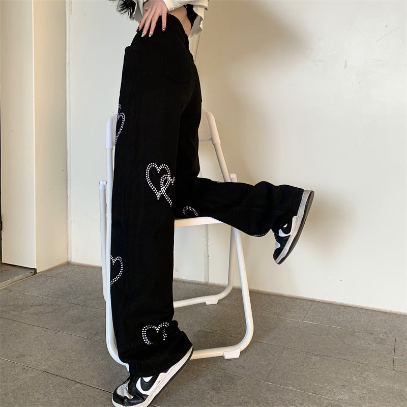 Retro Love Casual Pants All-match High Waist Pants Fashion