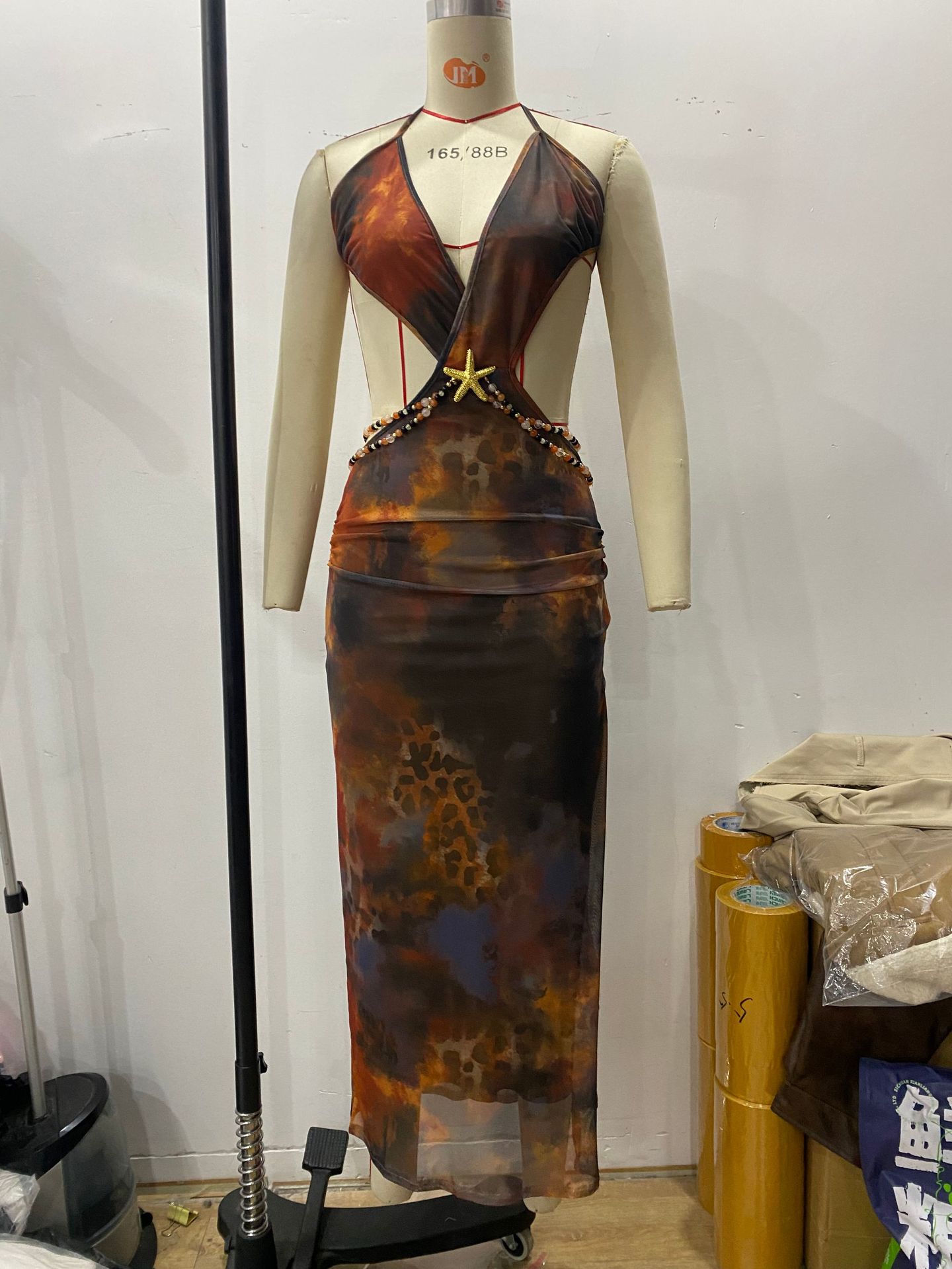 Elegant Sexy Slim Leopard Print Backless Dress