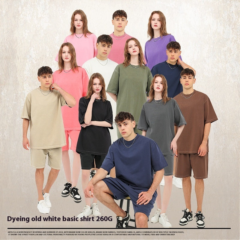 Women's Pure Color Pure Cotton Partial Distressed Short Sleeve