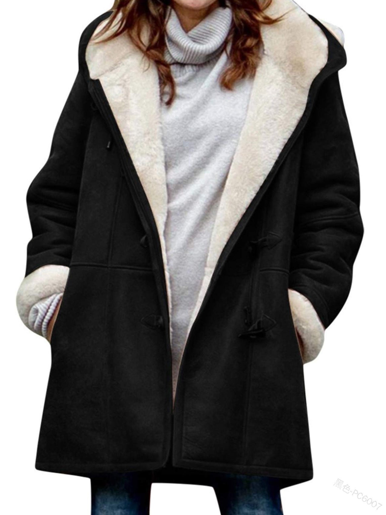 New Coat With Cashmere Fur Collar Pockets Women's