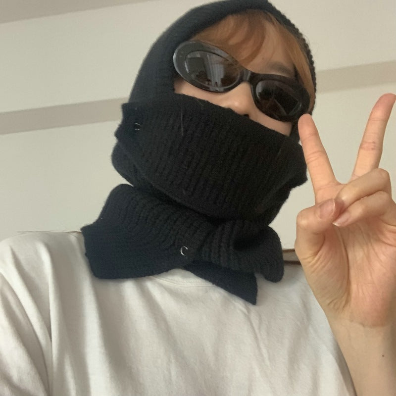Solid Warm Knitting Wool Mask Hat