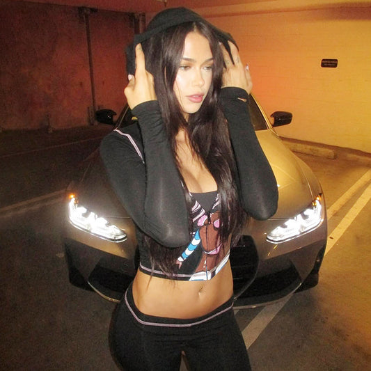Printed Casual Sporty Hooded Long Sleeve And Pants Set