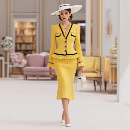 Socialite-style Patchwork Two-piece Coat Set European Chanel-inspired, Light Luxury