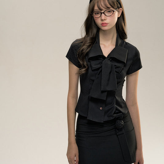 Black Rose Three-dimensional Flower Package Hip Skirt