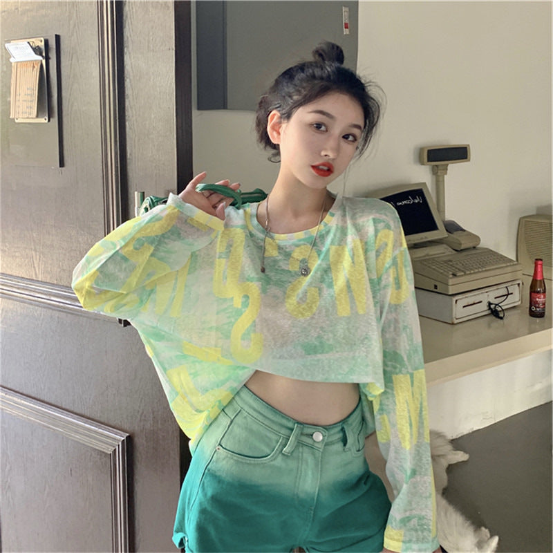 Women's Loose Long-sleeved Mesh Sun Protection Pullover