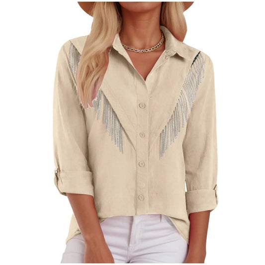 New Womens Long Sleeve Shirt With A Feather Print