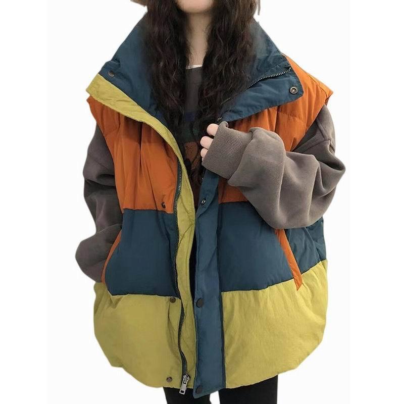 Loose Plus Size Down Vest Women's Color Matching Winter New
