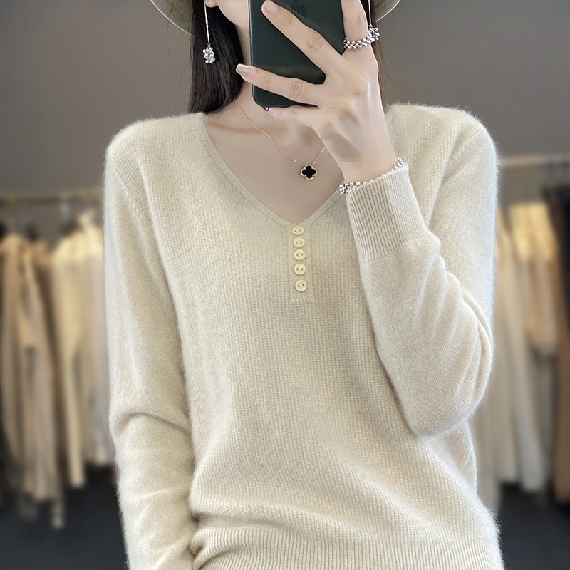Women's Long-sleeved Sweater Top With Tie Buckle
