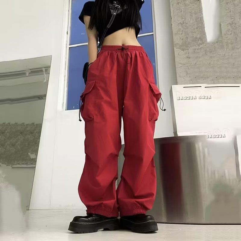 New Loose Straight Wide Leg Large Pocket Casual Retro Corset Pants