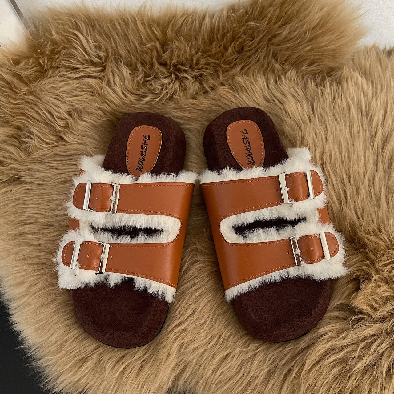 Platform Slippers Women's Soft Bottom Belt Buckle