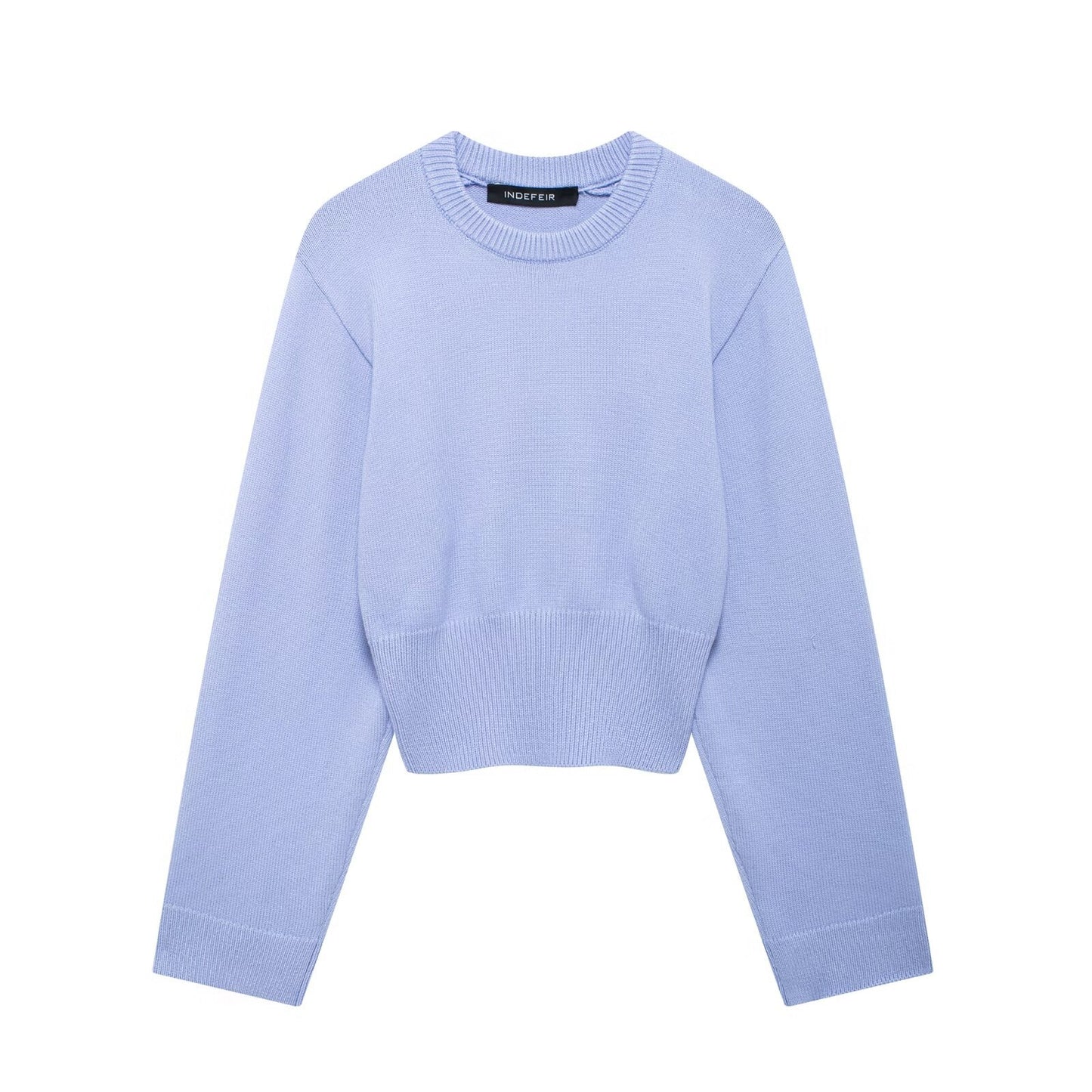 Women's Ribbed Wide Sleeve Round Neck Long Sleeve Sweater