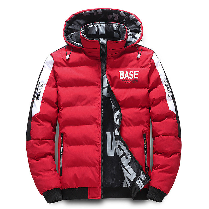 Korean-style Trendy Hooded Sporty Casual Full-print Reversible Cotton Jacket