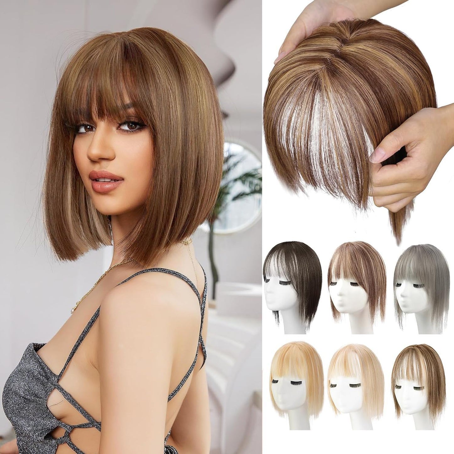 Wig Women's Natural Lightweight Breathable Cover Gray Hair Invisible