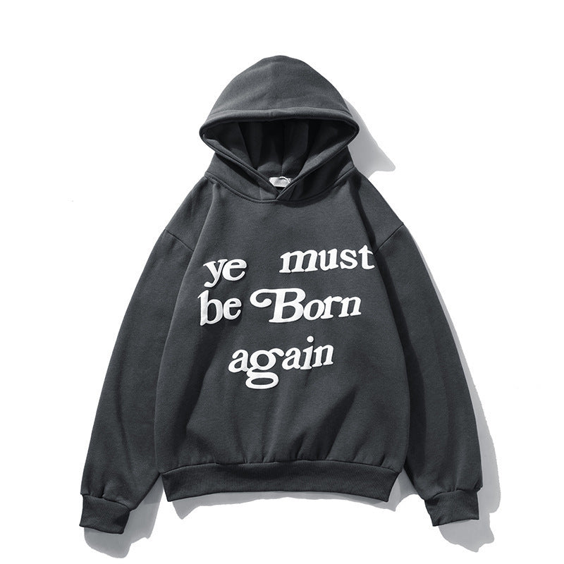 Letter Foam Print Men's And Women's Hoodie Plus Fleece Sweater