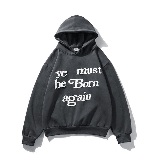 Letter Foam Print Men's And Women's Hoodie Plus Fleece Sweater