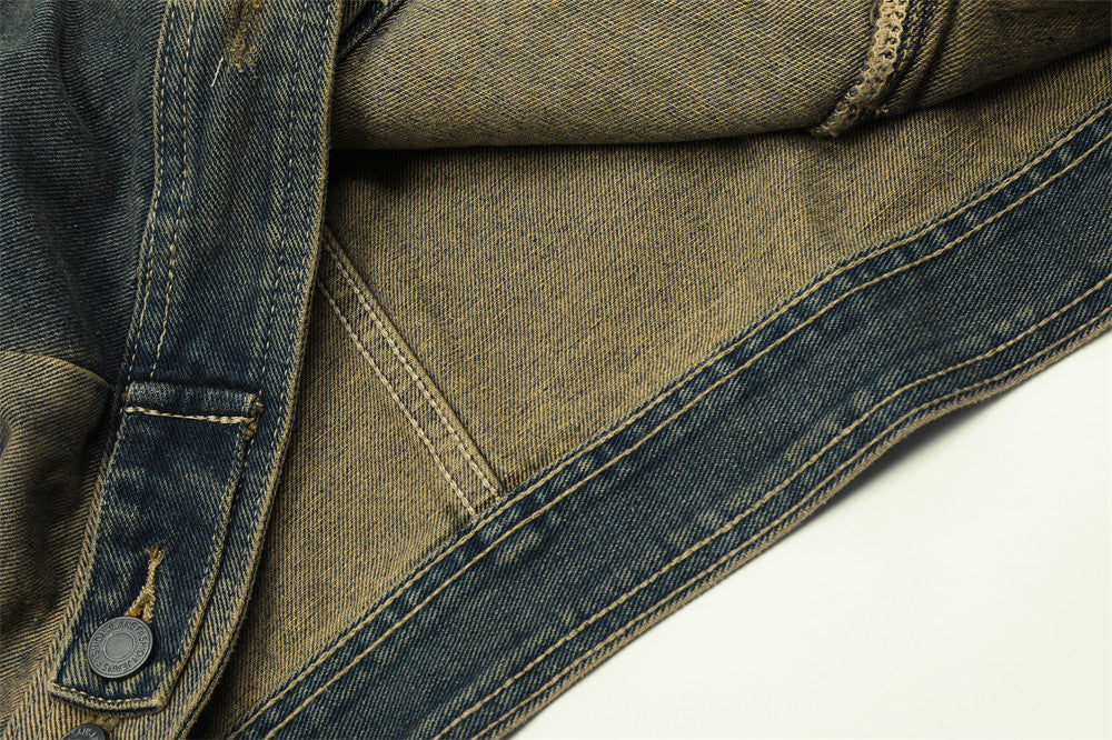 Loose Casual Wash Vintage Distressed Turn-down Collar Coat